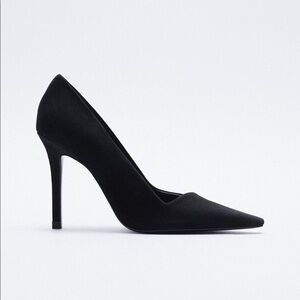 New Zara Black Pumps Faux Suede Leather